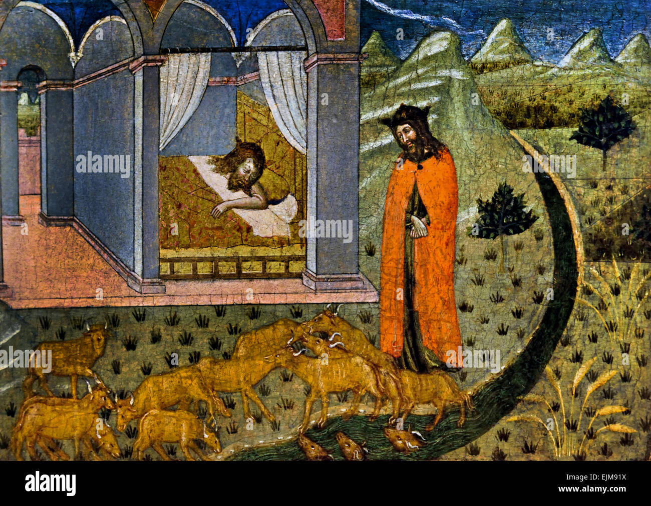 The Pharaoh`s Dream  by Rossini ( Pellegrino di Mariano ) Siena 1449 - 1492  Italy Italian Stock Photo